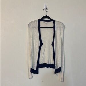 Banana Republic Cream and Blue Cardigan Lightweight Knit
